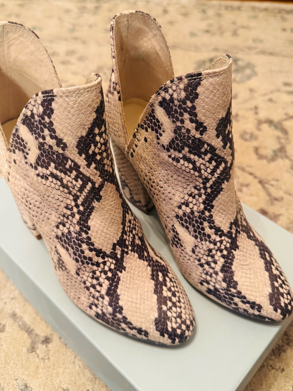 Steve Madden Snake-Print Beige Ankle Booties - Size 5.5